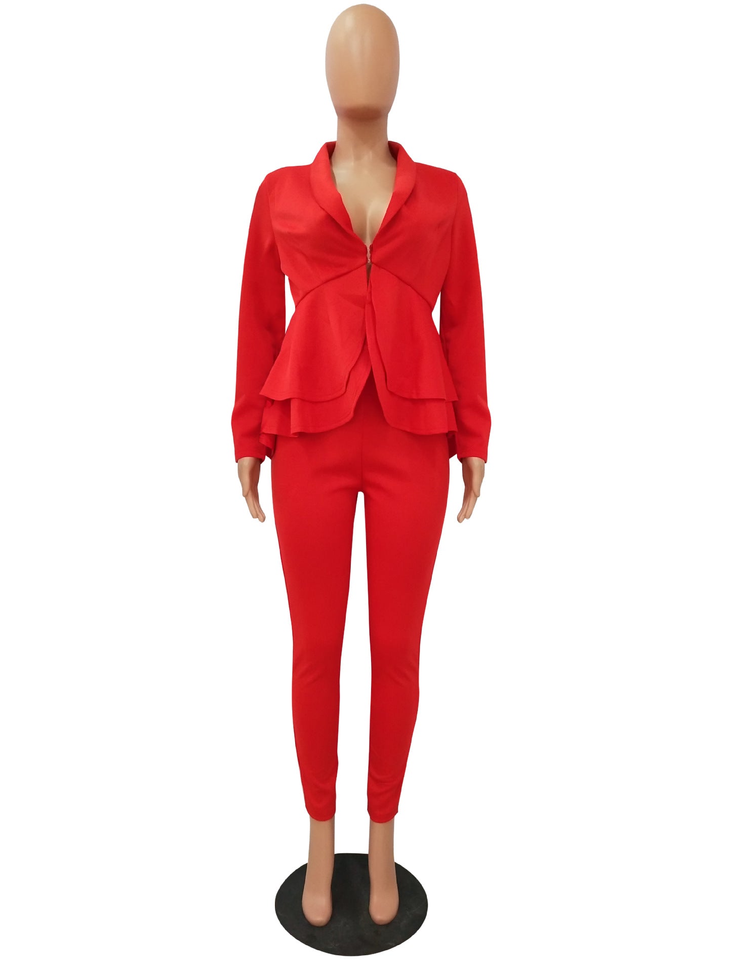 Fashion Ruffle Career Suit Casual Two Piece Set 30