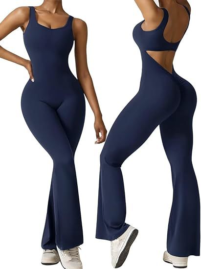 Women Sexy Sleeveless Backless Bell Bottom Jumpsuit 16