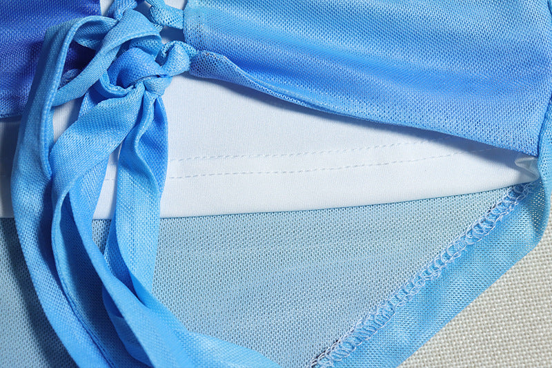 Women sexy lace-up vest And split printed skirt two-piece set 17