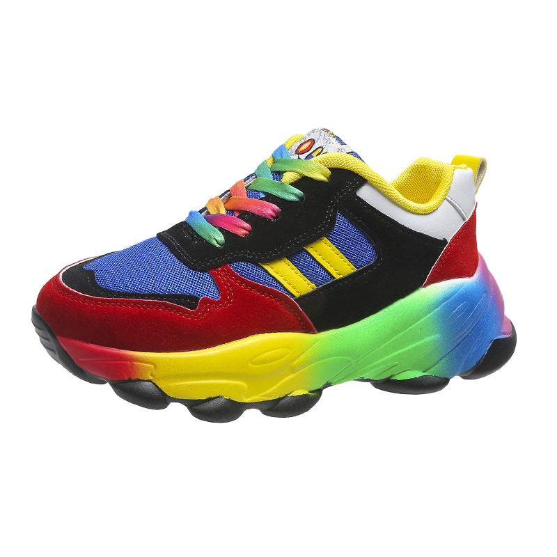 Plus Size Women's Spring and Autumn Thick-soled Multi-Color Front Lace Up Sports Style Women's Shoes 9