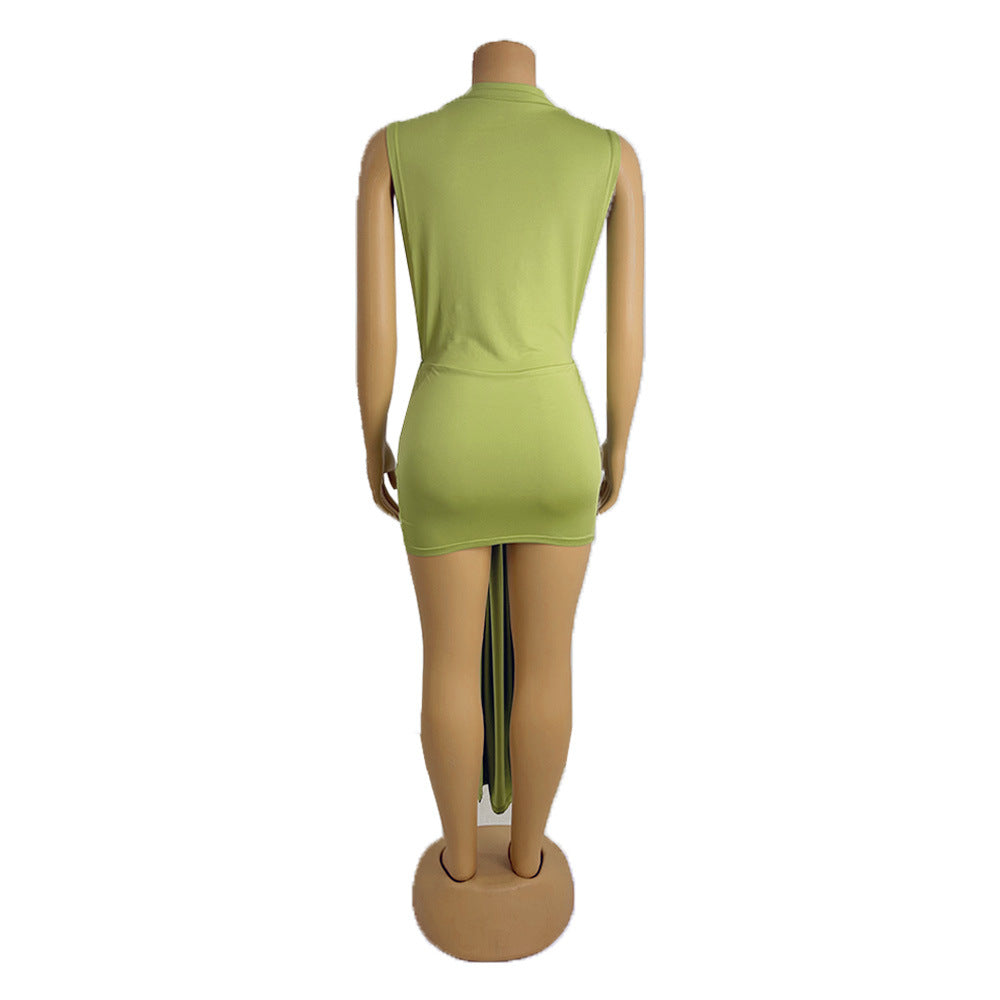 Women spring high collar sexy party sleeveless Bodycon Dress 8