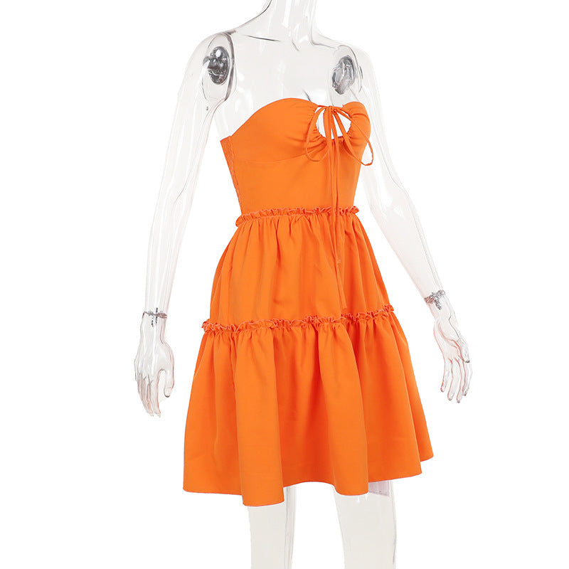 Summer Strapless Halter Neck A-line Dress 11