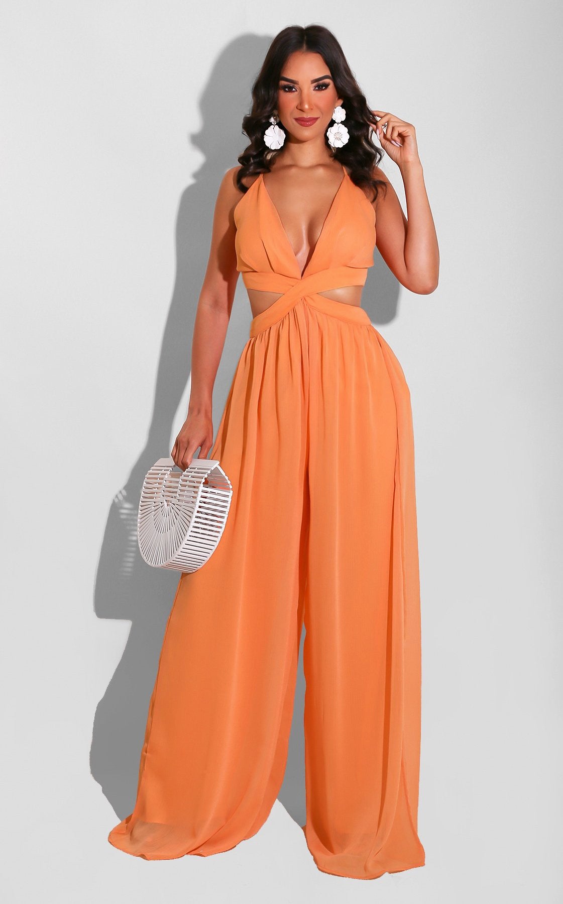 Solid Color Casual Loose Chiffon Women'S Jumpsuit 6