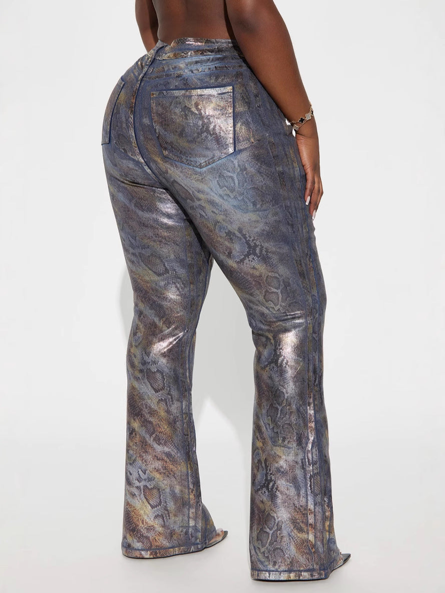 Women Sexy Stretchy Print Strapless Top and Pants 2-Piece Set 5