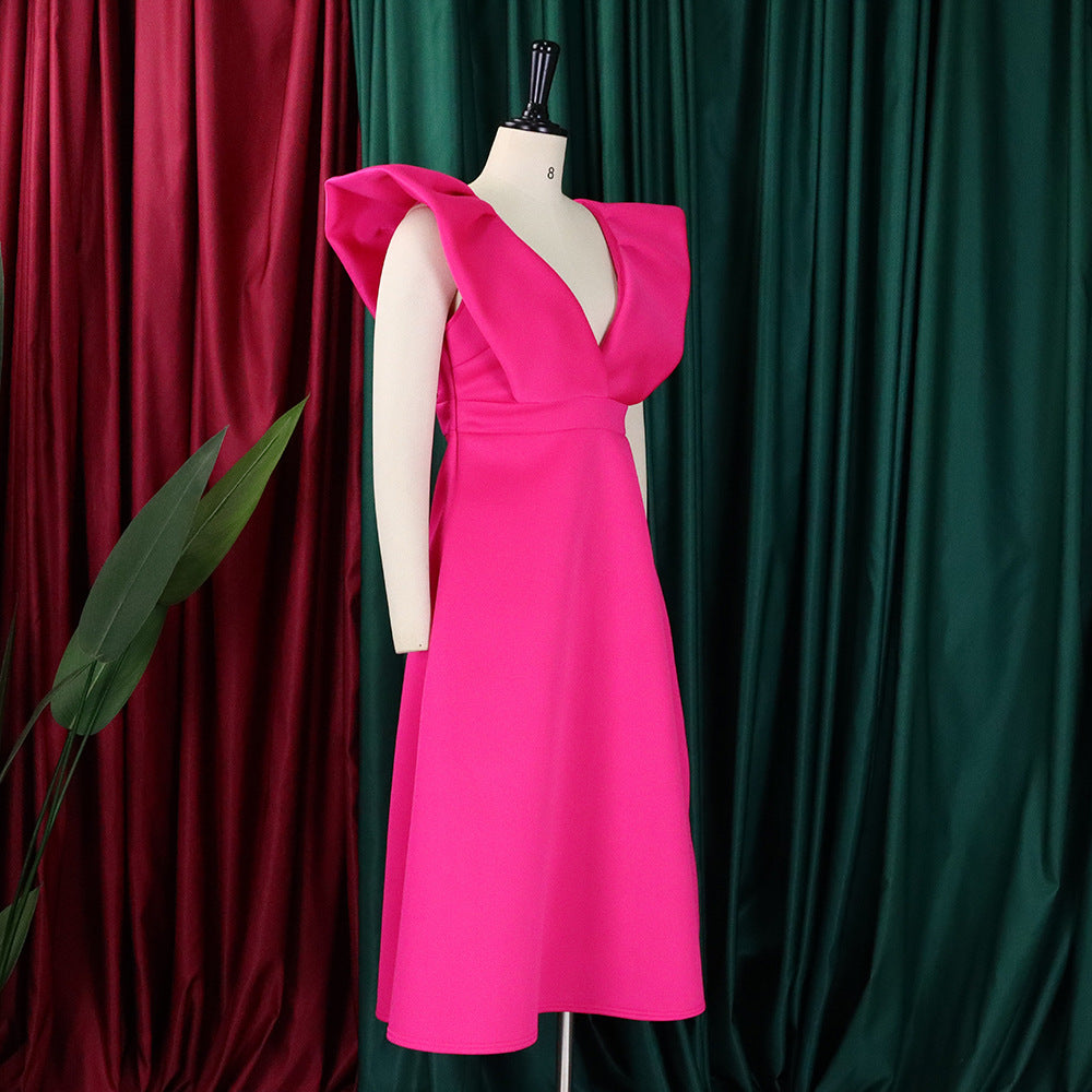 Women's Deep V Neck Sexy Swing Formal Party Dress 32