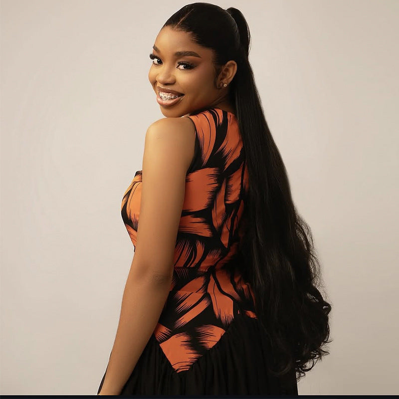 Women Autumn Elegant V-Neck Print Dress 4