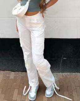 Women Street Hip Hop Low Cargo Pants 17