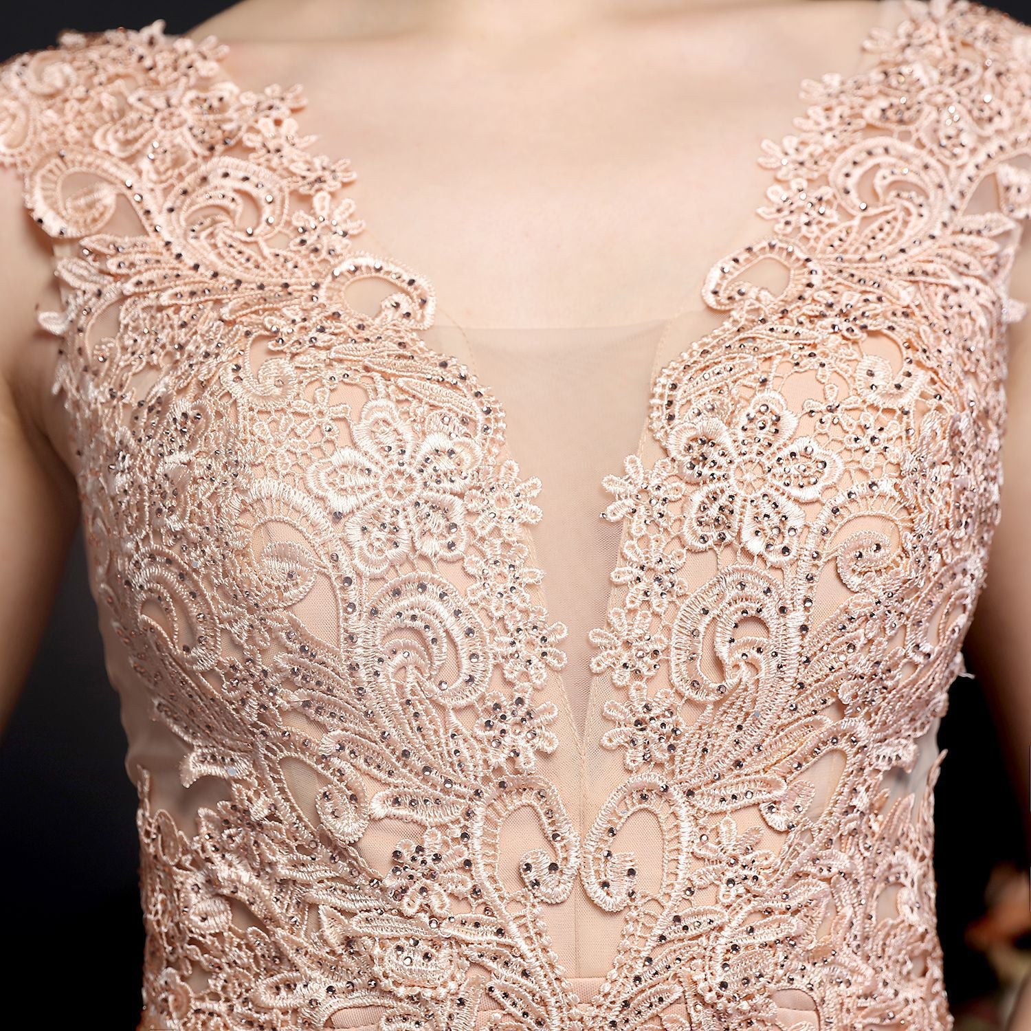 Plus-Size Women Lace-Trimmed Rhinestone Bridal Mermaid Evening Dress 28