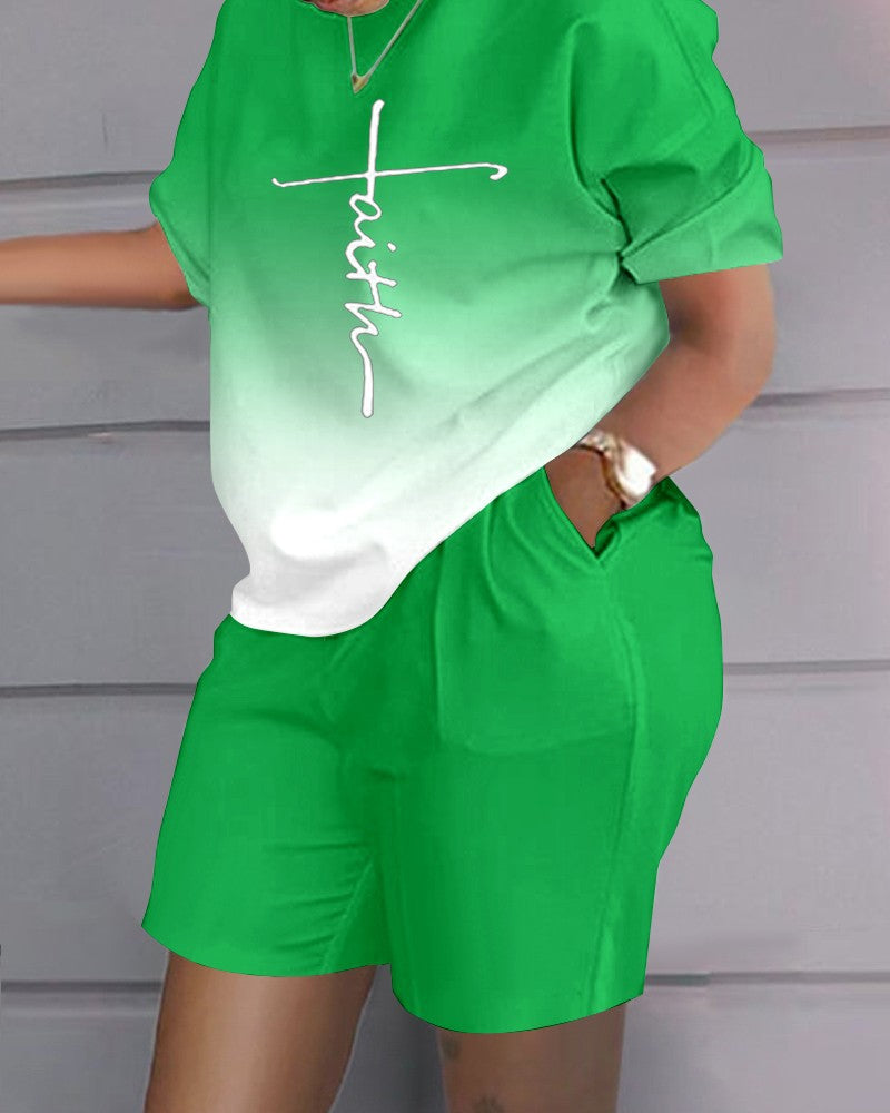 Summer home short-sleeved shorts printed suit for women 12