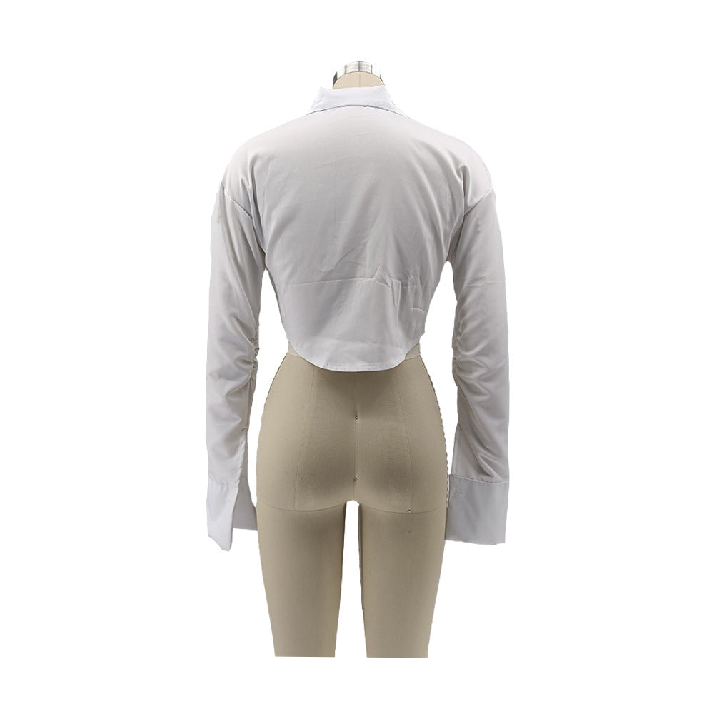 Sexy Solid Color Slim Fit Long Sleeve Shirt 8