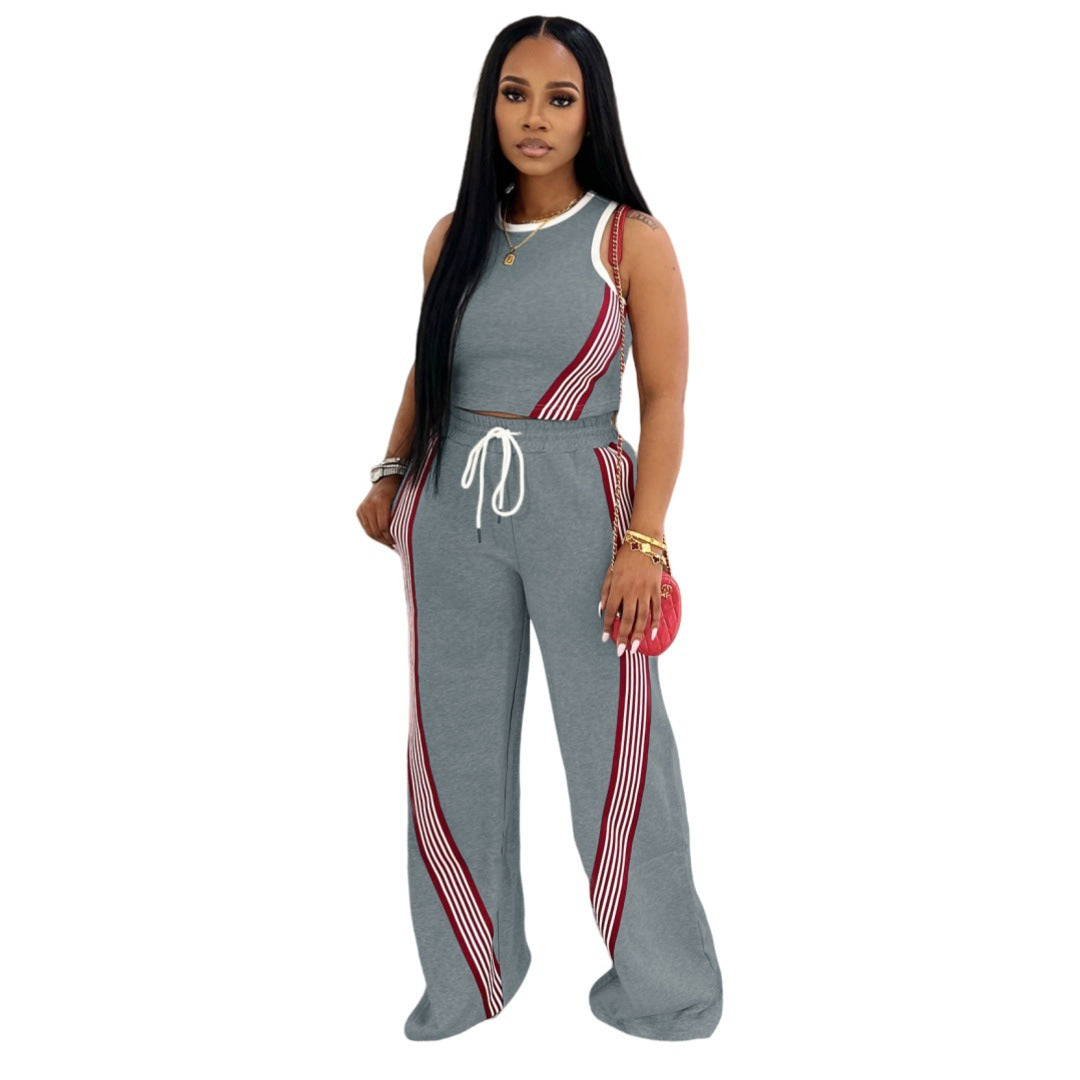 Fashion Casual Vest Wide-leg Pants Women's Two-piece Set 5