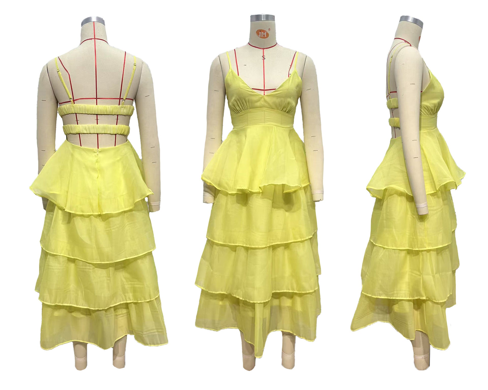 Women sexy Backless suspenders pleated lace dress 12