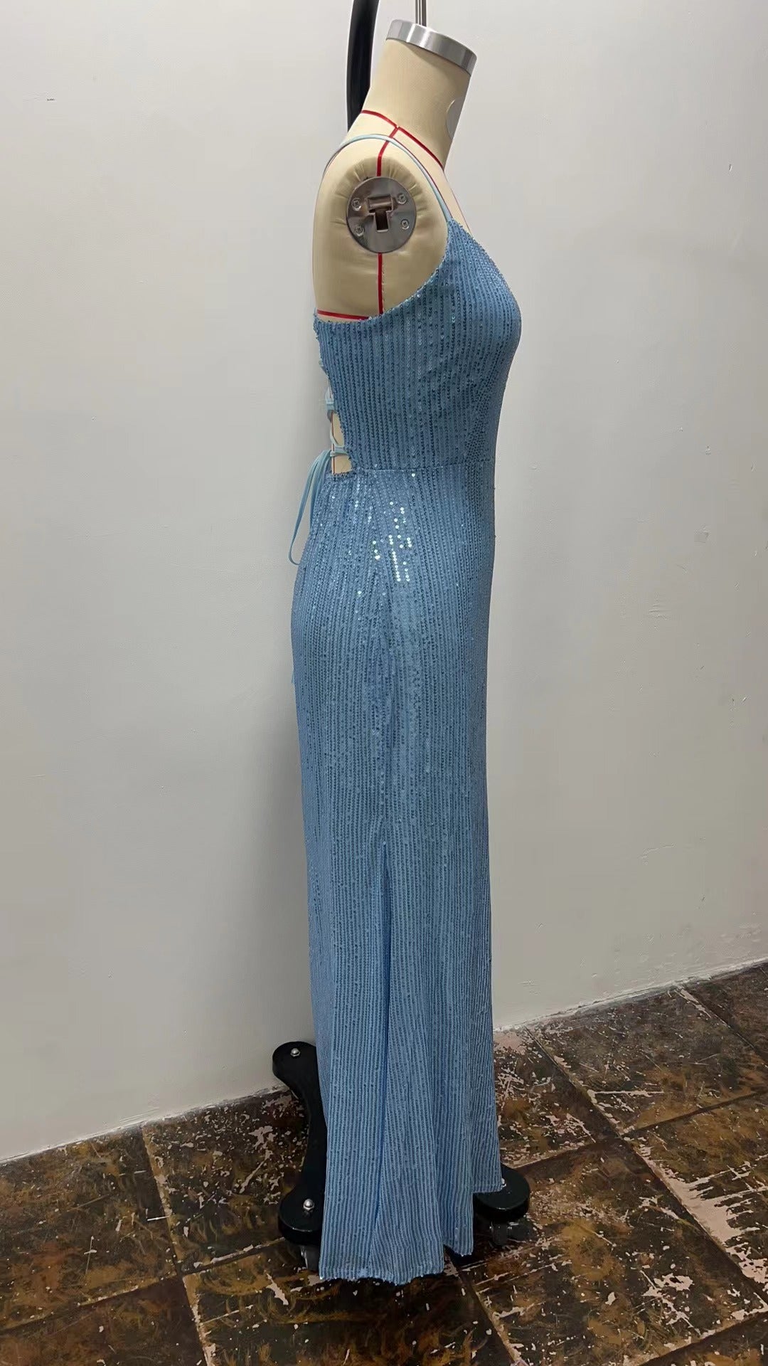 Sexy Strap Sequin Slit Party Nightclub Evening Dress 9