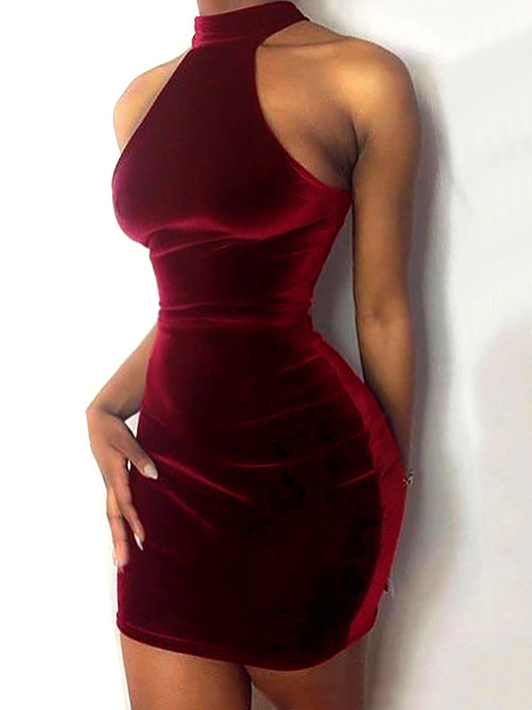 Women gold velvet sexy Bodycon Dress 4