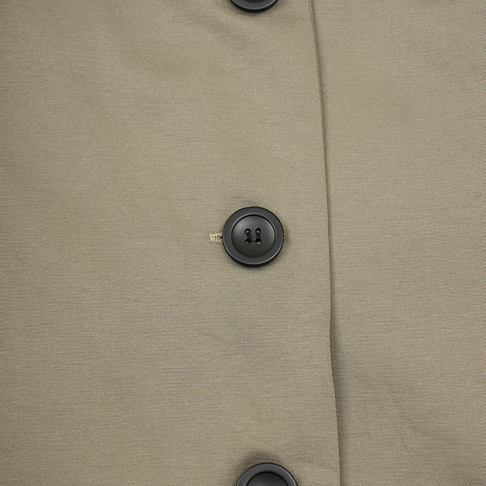 Women Fashion Contrast Patchwork Lace-Up Coat Windbreaker 14