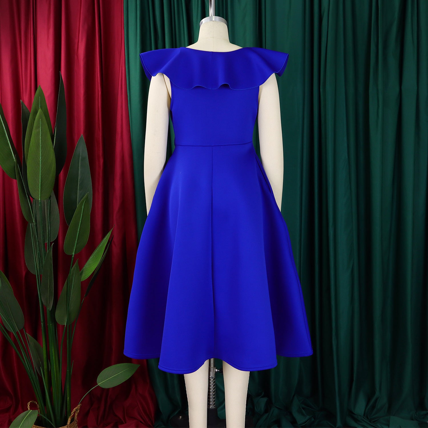 V Neck Floral Ruffle A-line Dress for Women Formal Party Gown 19