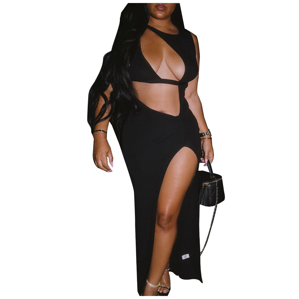 Spring summer women's fashion solid color asymmetrical sexy dress 8