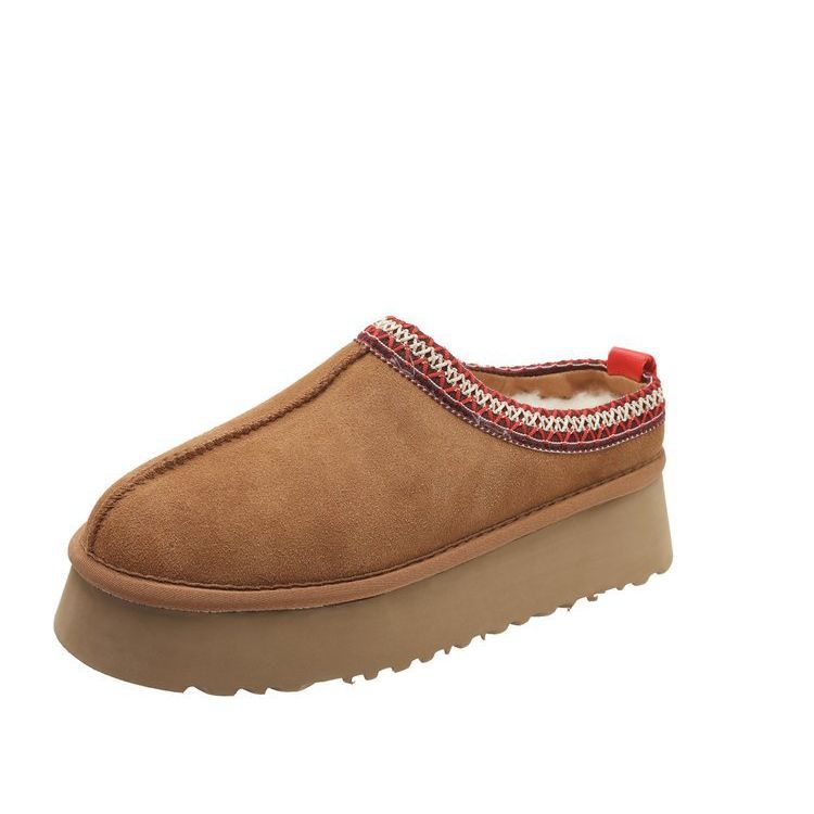 Snow Boots For Women Winter Fur All-In-One Toe-Cap Slippers Platform Furry Shoes 7