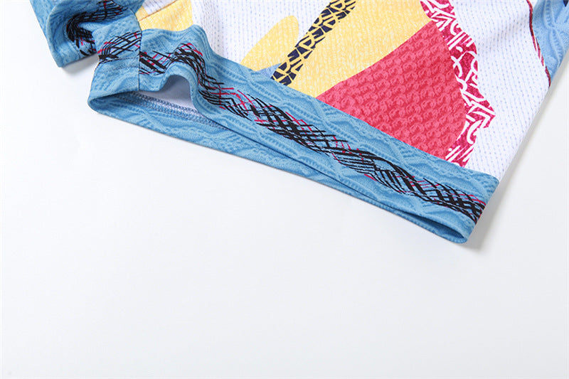 Fall Women Printed Casual Long Sleeve Top and Shorts Two-piece Set 17