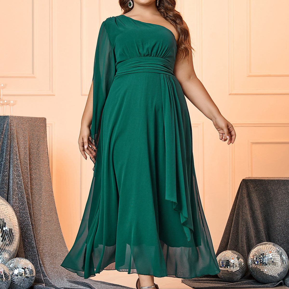 Summer Women's Chiffon Slash Shoulder Plus Size Formal Party Dress 7