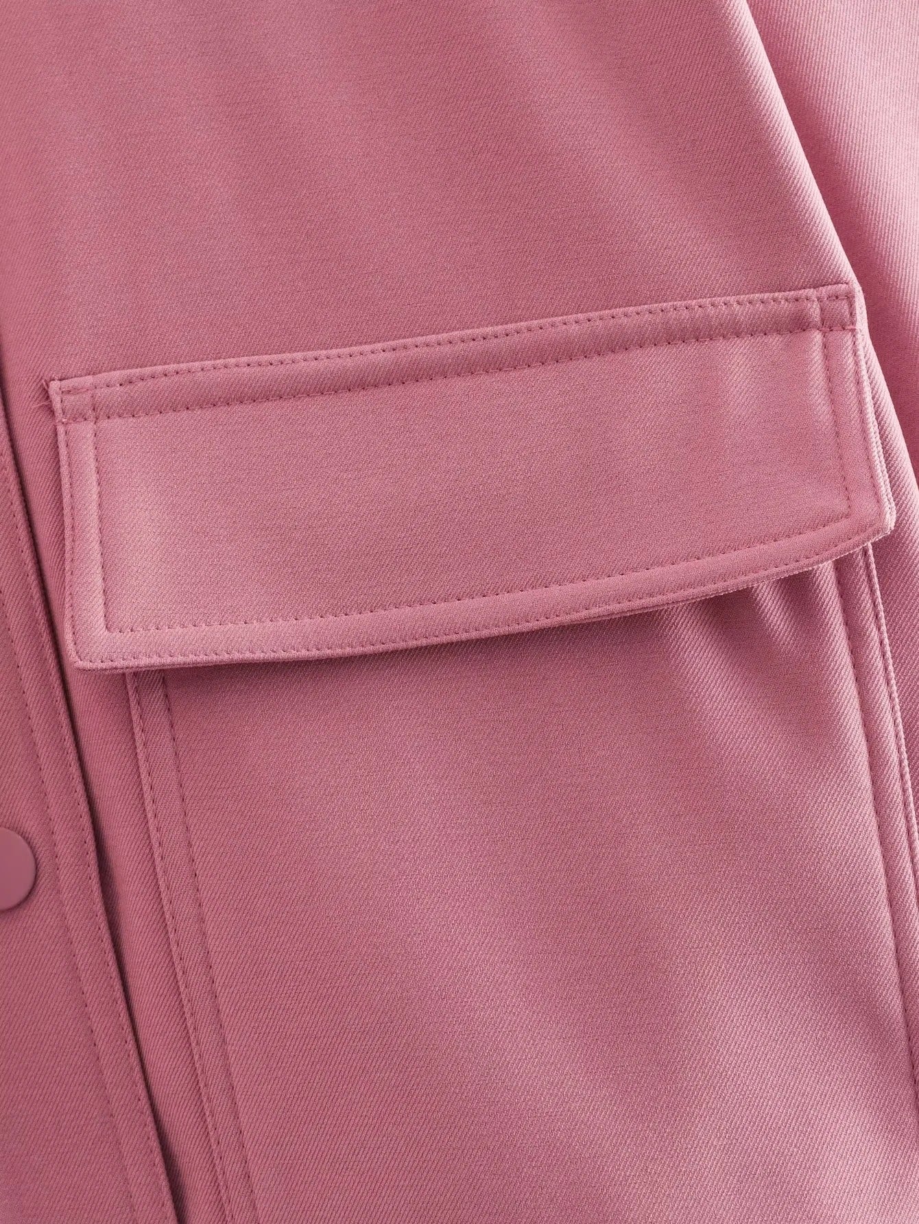 Women's Bomber Jacket Spring and Autumn Pocket Long Sleeve Casual Single Breasted Coat 59