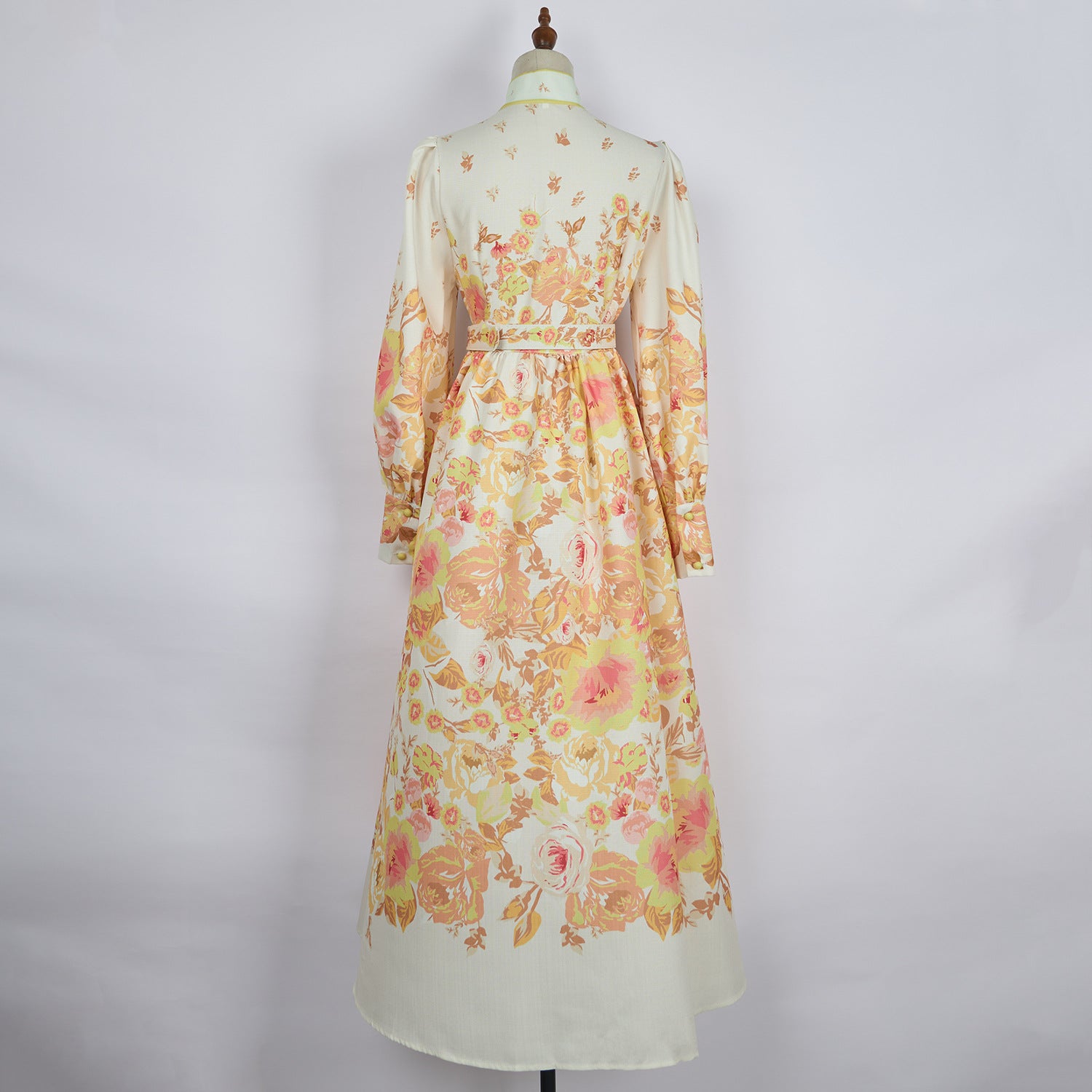 Fashion Chic Women's Spring & Autumn Long Sleeve Print Single-Breasted Slim Waist Long Dress With Belt 12