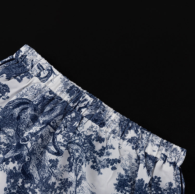 Spring And Autumn Print Turndown Collar Long Sleeve Shirt Trousers Two-Piece Suit Women's Clothing 14