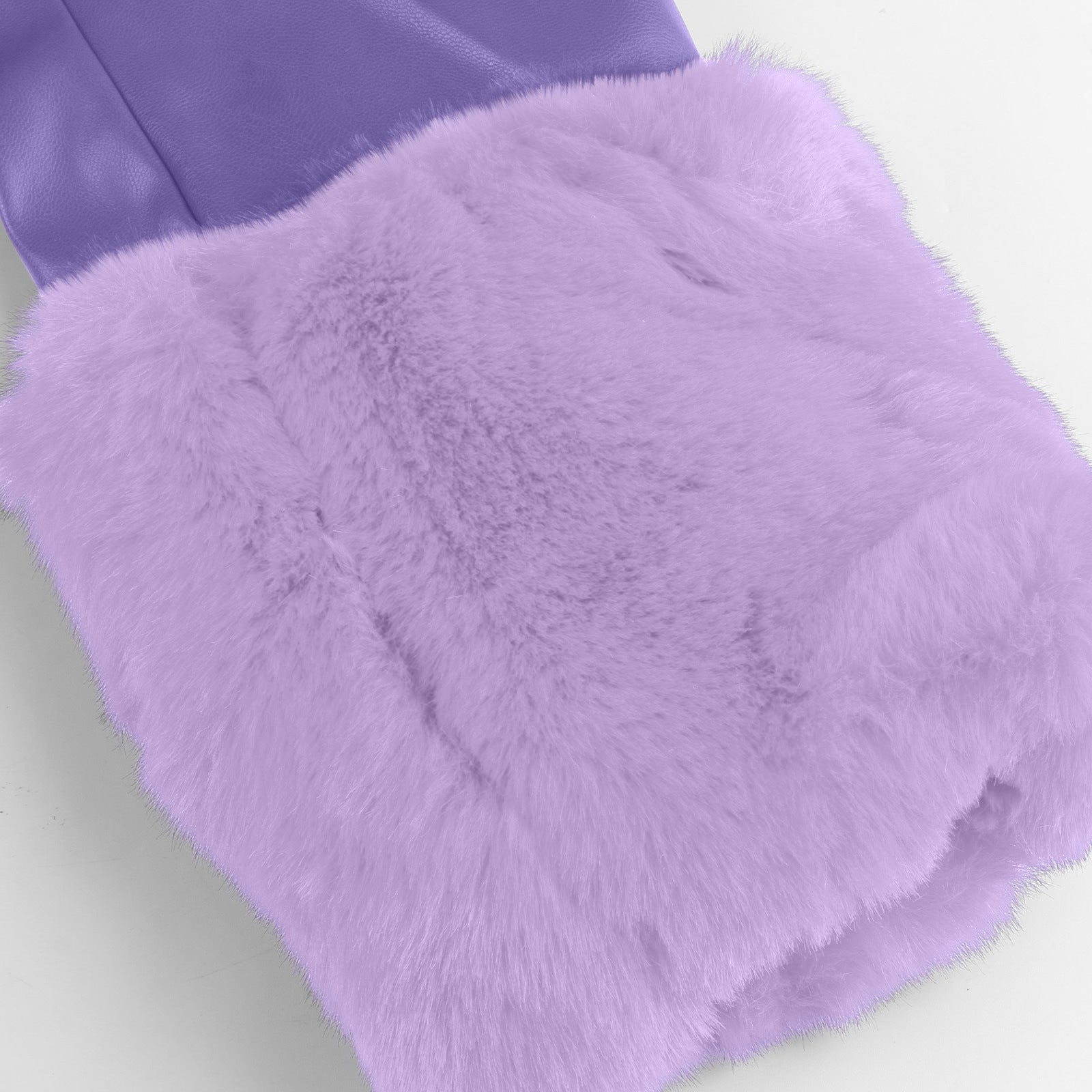 Autumn And Winter Turndown Collar Long Coat With Fur Collar Chic Zipper Women's Pu Coat 19