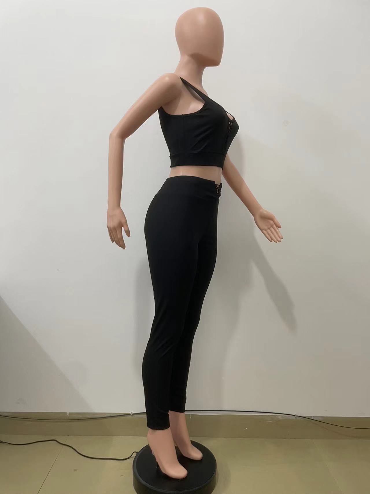 Women's Yoga Clothes Fitness Vest Butt Lift Tight Fitting Pants Sport Two Piece Set 12