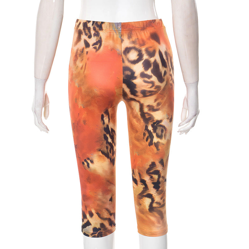 Women Summer Leopard Print Sexy Cropped Pants 10