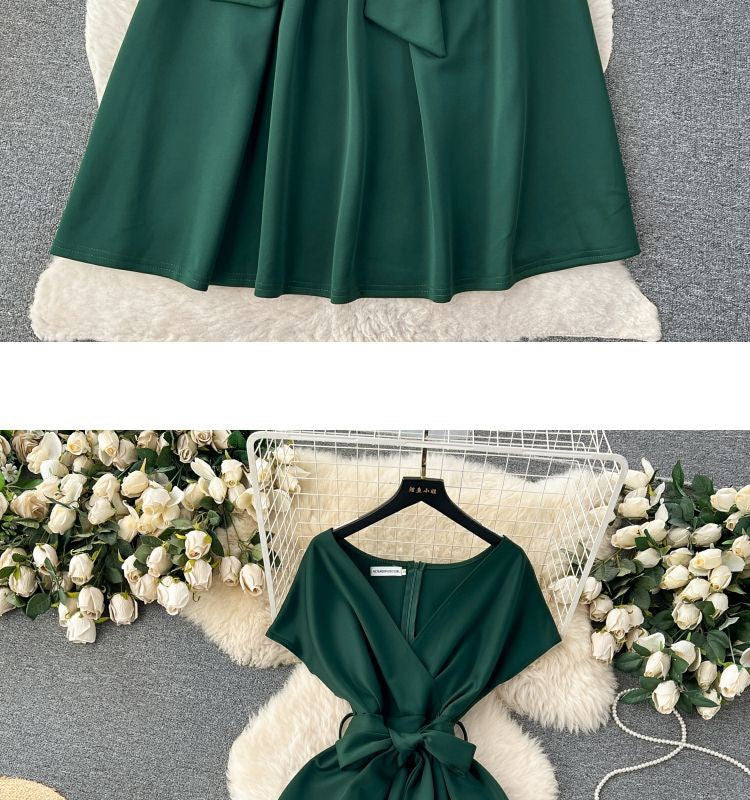 Summer Bow Tie Slim Waist Chic Formal Party Dress 21