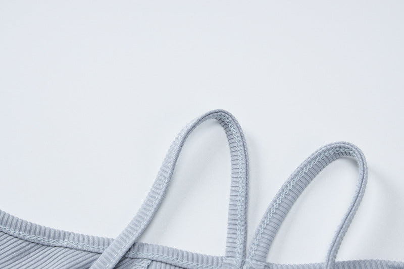 Autumn And Winter Women's Knitting Ribbed High Stretch Sports And Fitness Two-Piece Shorts Set For Women 14