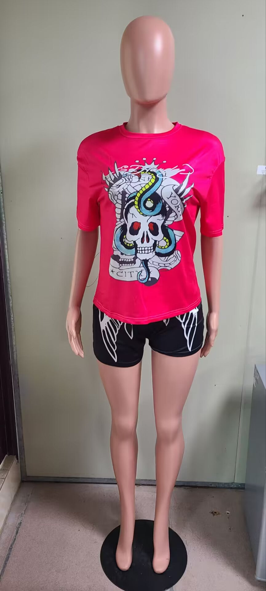 Fashion Printed Short-Sleeved Women's Two-Piece Shorts Set 4