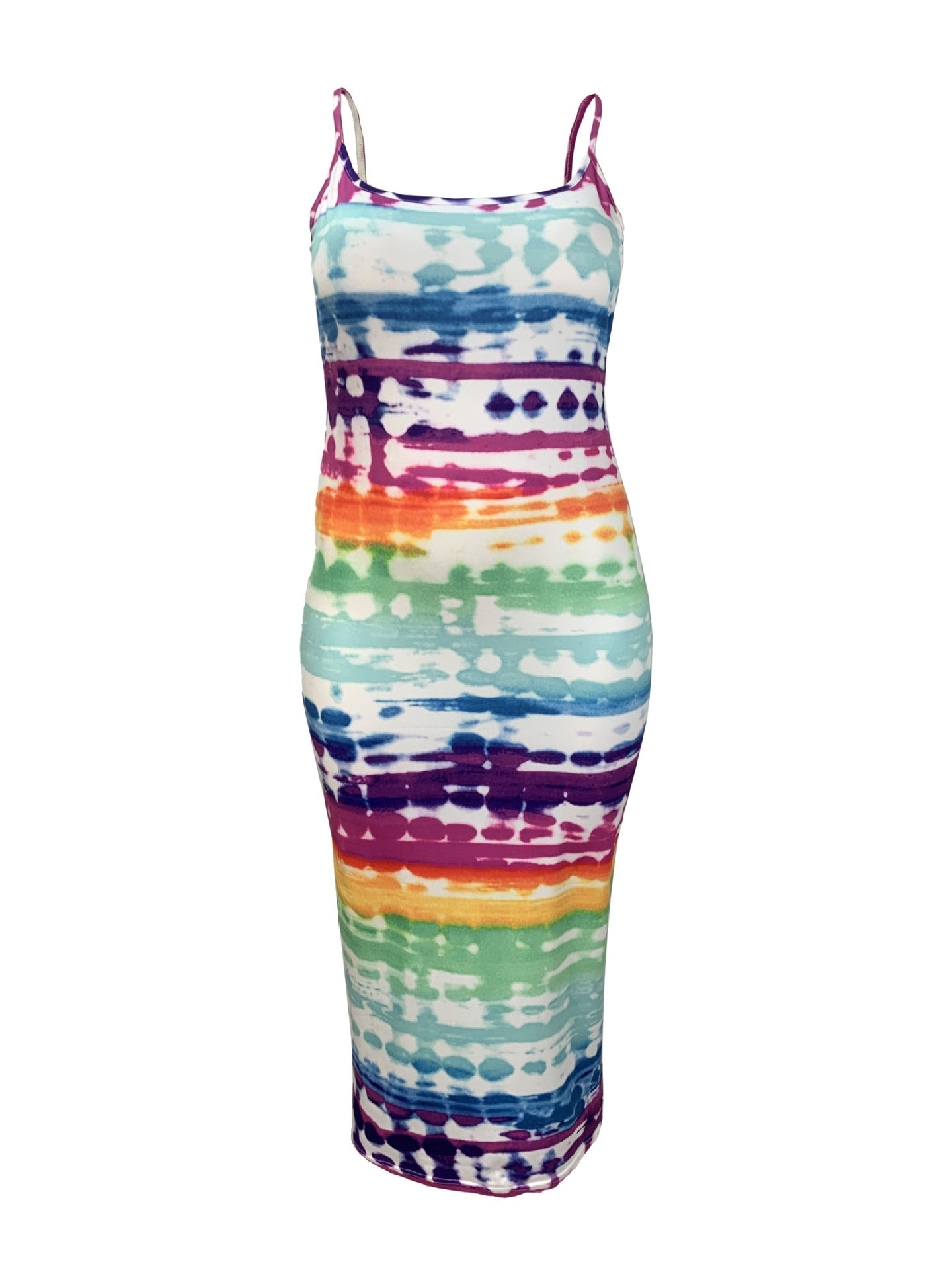 Women's Casual Fashionable Spaghetti Straps Random Print Dress 7