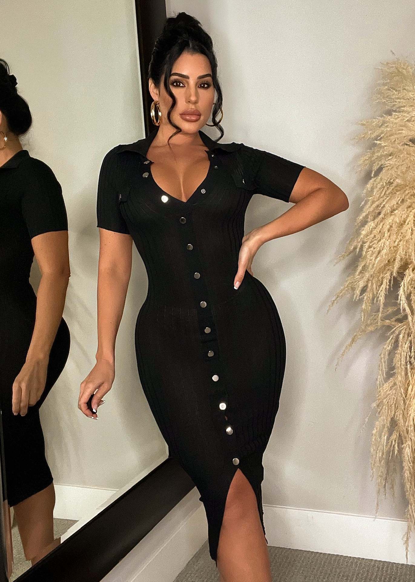 Women's Long Tassel Stretch Knitting Wide Ribbed Dress 9