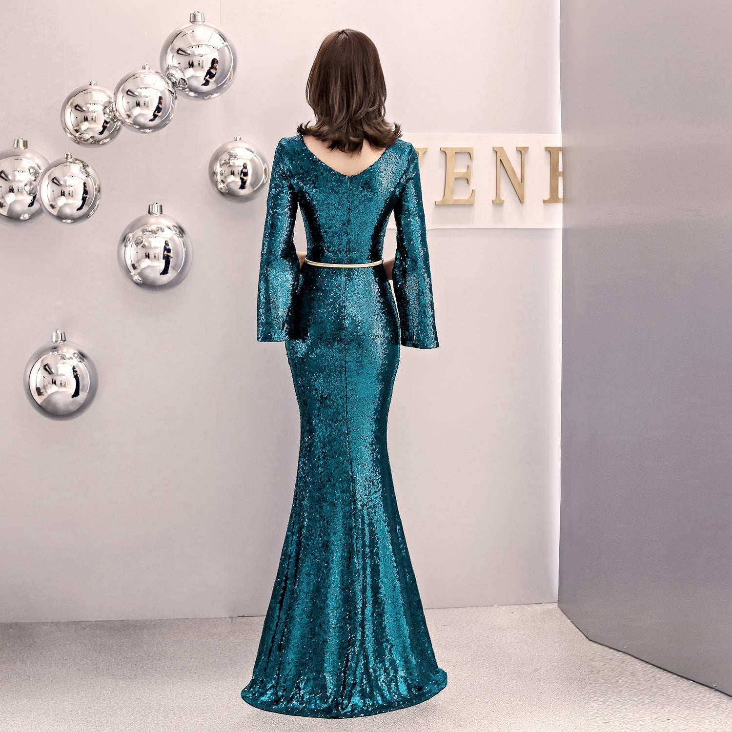Women Formal Party Elegant Sexy Sequin Fishtail Evening Dress 9