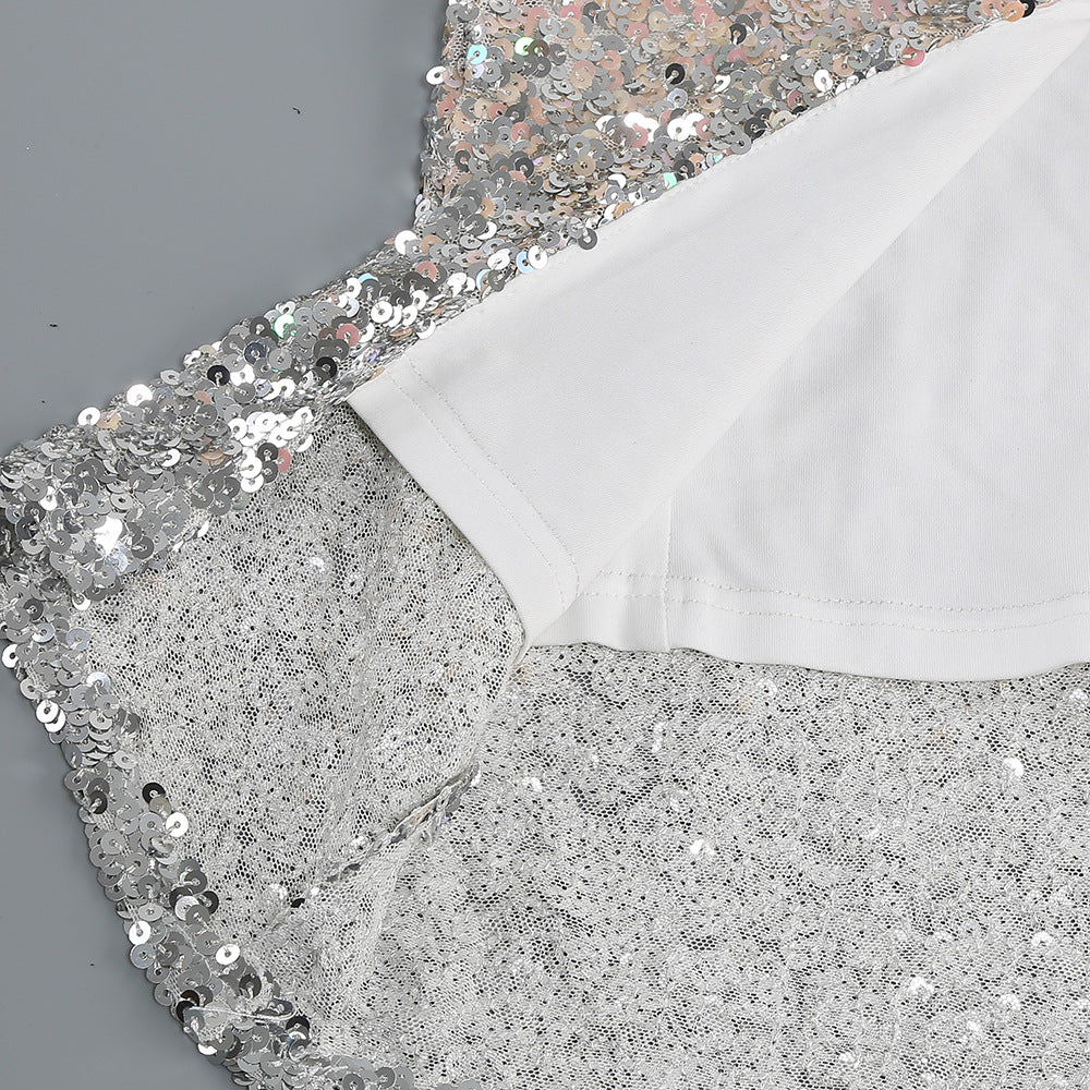 Women halter v-neck sexy sequin formal party Evening Dress 17