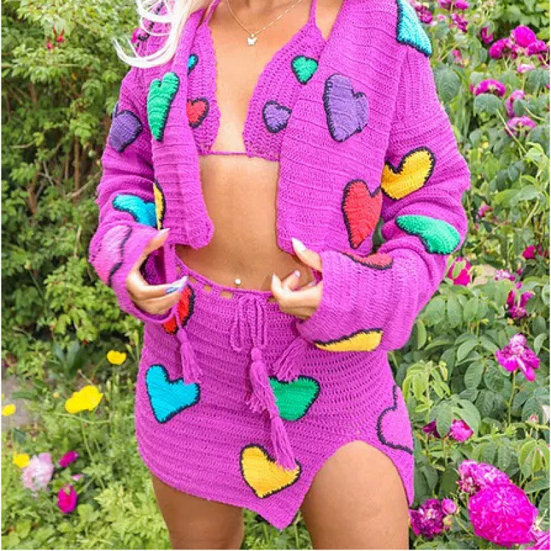 Summer Casual Crochet Knitting Skirt Set 19