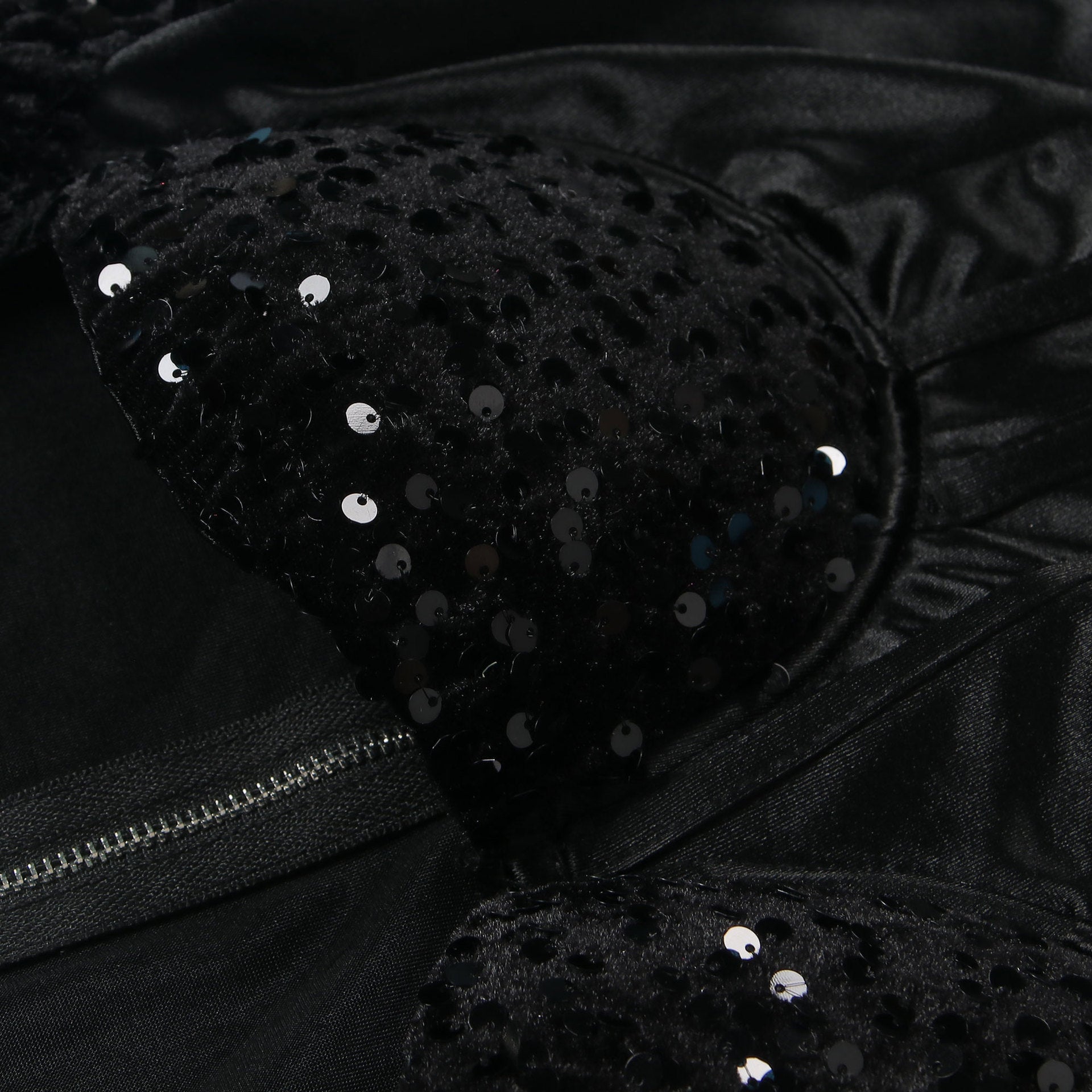 Sexy Square Collar Tight Fitting Stretch Sequin Slit Bodycon Dress 37