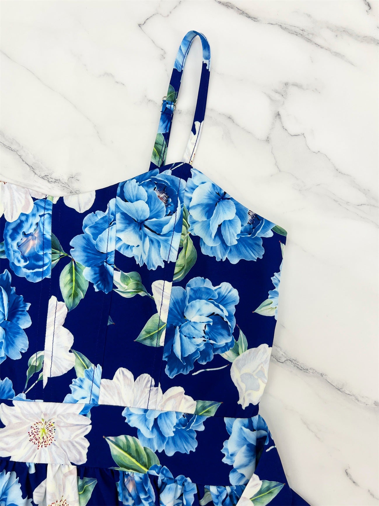 Women Holidays Elegant Floral Print Strap Dress 6