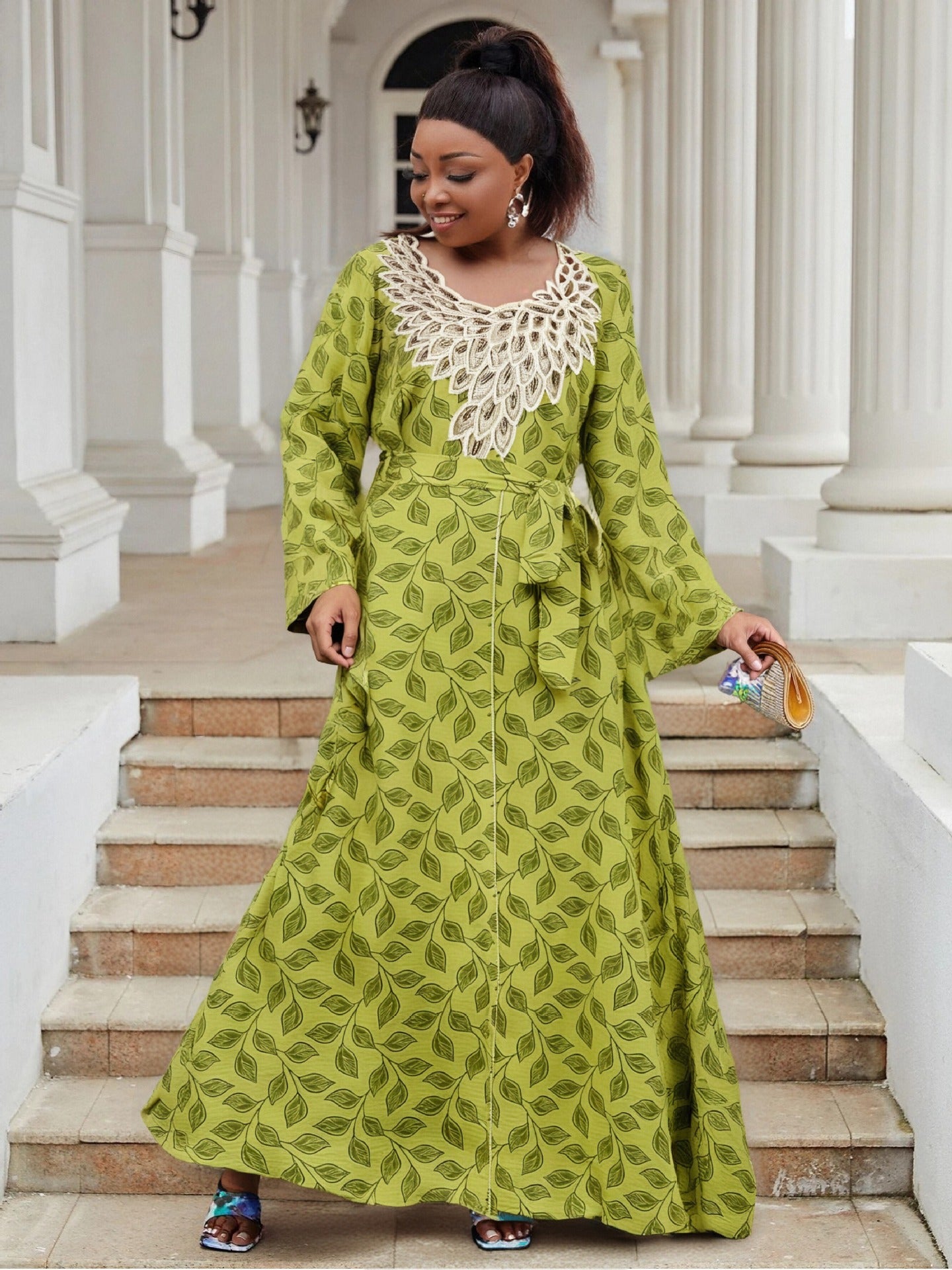 Plus Size Women's Chic Loose Embroidery Casual Beach Long Dress 4