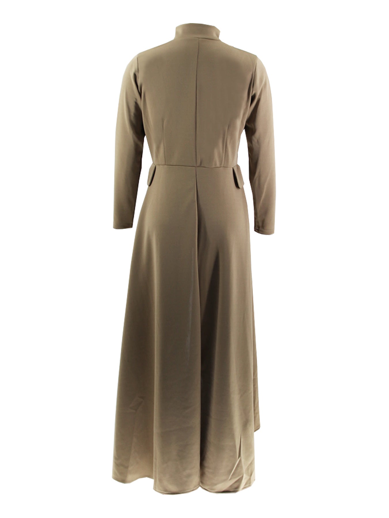 Women Long Sleeve Turtleneck Zipper Fake Pocket Irregular Dress 25