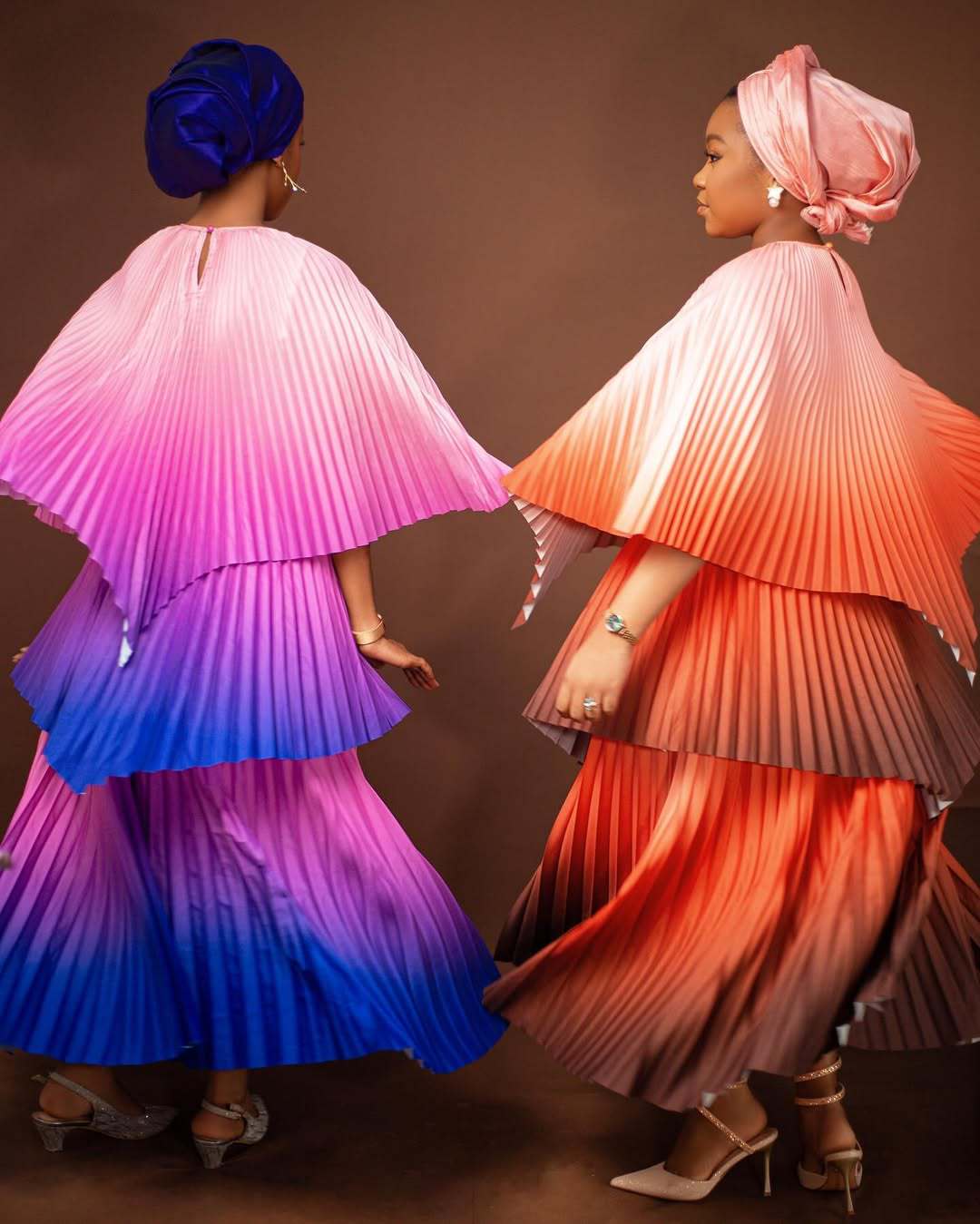 Plus Size women's clothing Slim Fit two-piece pleated gradient top pleated long skirt 8