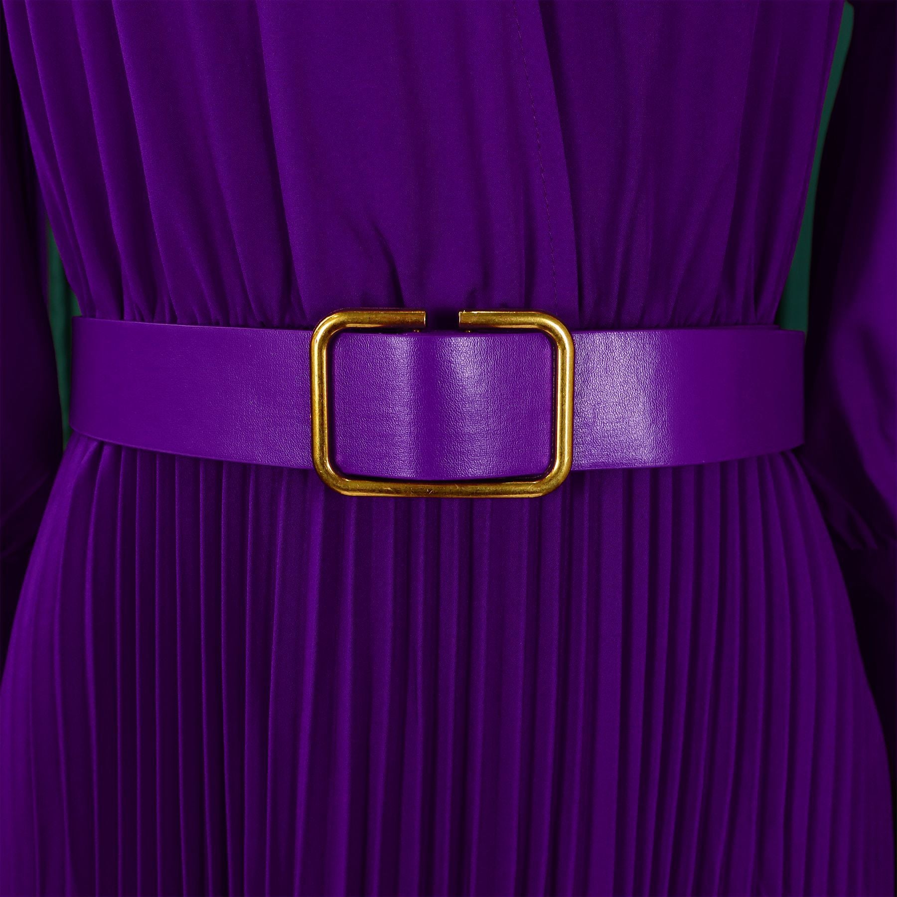 Spring V-Neck Solid Long Sleeve Pleated Dress for Women 14