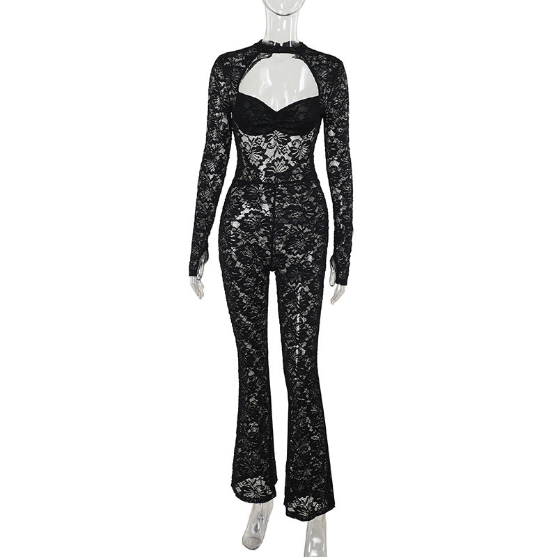 Autumn Women's Street Trendy And Low Back Lace Jumpsuit 9