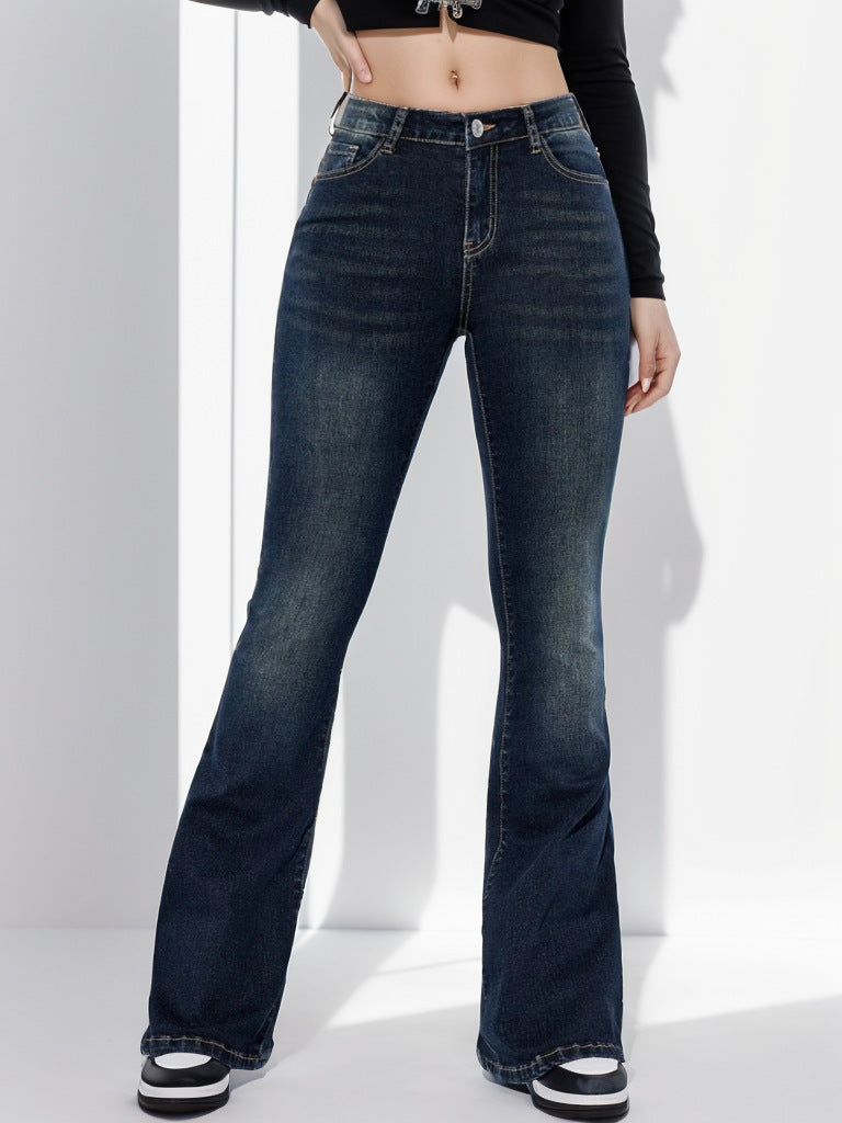 Women Stretch Bell-Bottom Denim Pants 3