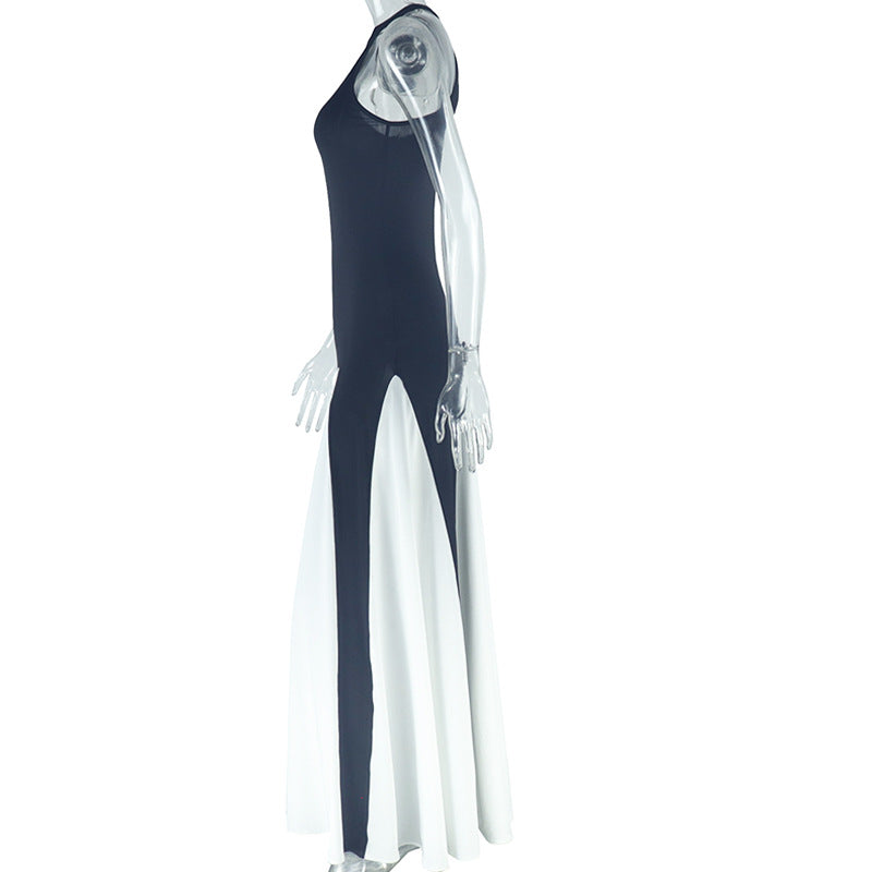 Women Sexy Round Neck Sleeveless Irregular Maxi Dress 8