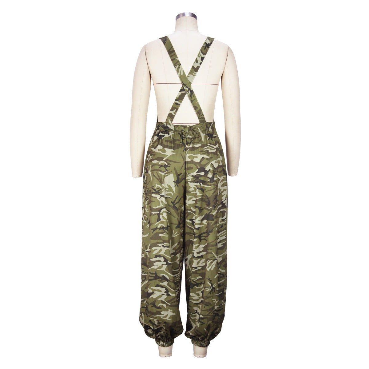 Summer Women's Fashion Suspenders Camouflage Pants Digital Printing Loose Jumpsuit 12