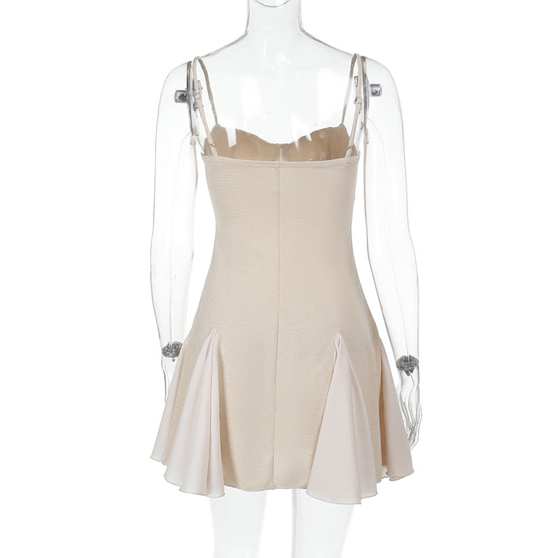 Women summer sexy French patchwork strap dress 8