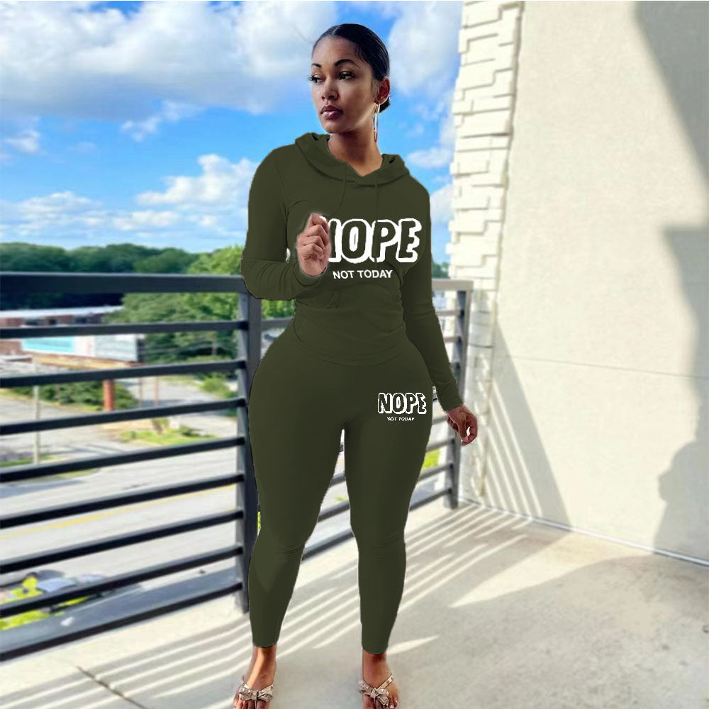 Plus Size Women's Sexy Fashion Printed Sports Two-Piece Pants Set 7